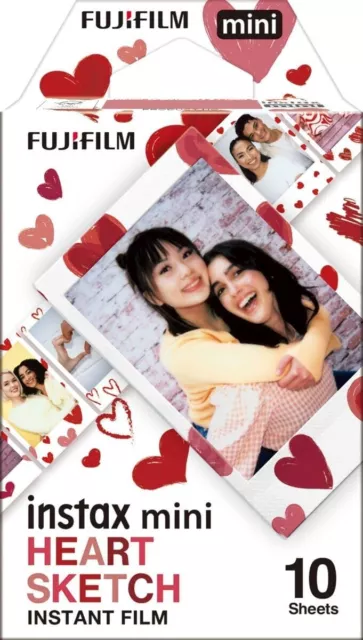 FujiFilm Instax Mini Heart-Sketch Film 10 Shots BRAND NEW OFFICIAL UK STOCKIST