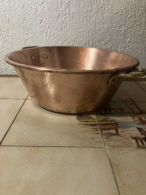 Grande Bassine à Confiture En Cuivre Avec Poignée En Laiton – Contenance 6L, Pour Gaz Et électrique