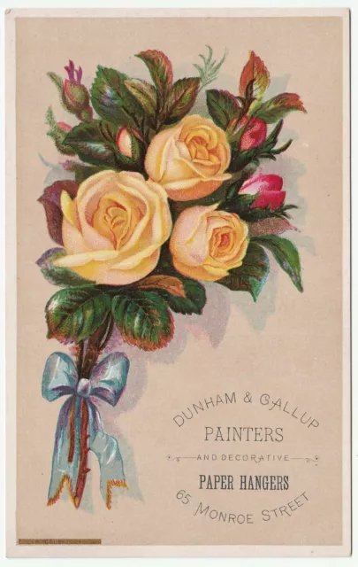 SUPER Set 4 LG Victorian Trade Cards - Roses Painters Wallpaper Grand Rapids MI 3