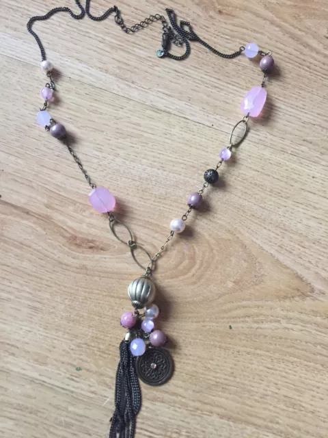 VINTAGE COSTUME JEWELLERY Marks And Spencers Pink Beaded Necklace $6.22 ...
