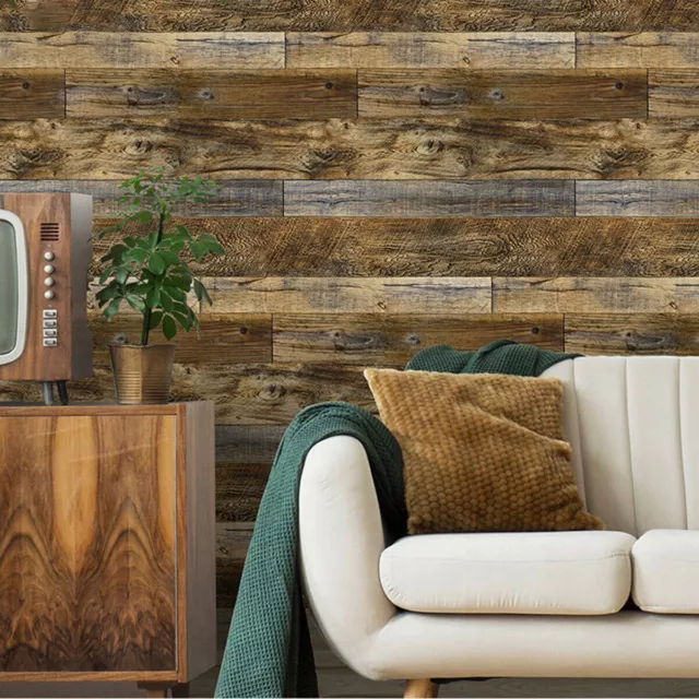 6m Realistic Wooden Effect Wallpaper Wood Panel/Planks Self Adhesive Vinyl Wrap