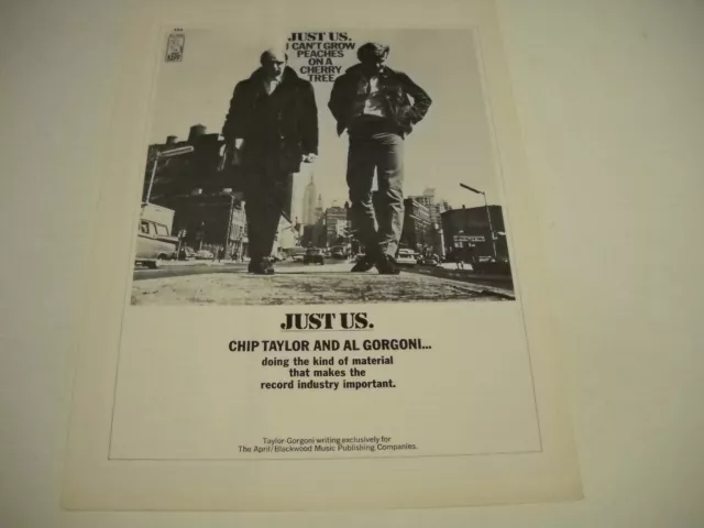 JUST US Chip Taylor and Al Gorgoni ...walking city street 1966 Promo Poster Ad
