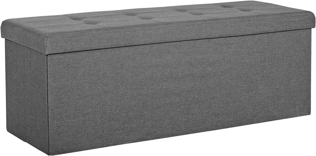43 Inches Storage Ottoman Bench Folding Footstool with Divider Padded Seat Large