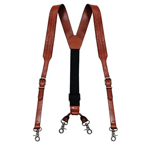 Leather Suspenders for Men Heavy Duty With Hooks Vintage Western Men's Braces