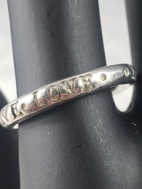 Vintage Sterling Silver Love Band Ring Size 4.75