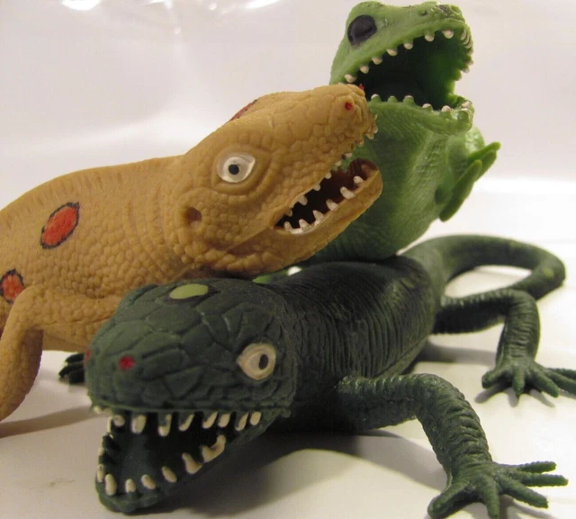 Imperial Lizard Set of 3 Vtg 2000 Soft Plastic Bead Filled Reptiles Squishy 8"