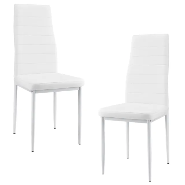 [en.casa]® Set de 2 sillas blancas de comedor respaldo alto  piel sintética