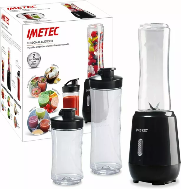 Imetec Frullatore Personal Sport Blender PB 100 con 2 Bottiglie 600 e 300ml 7866