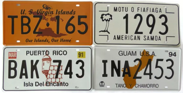 Sammlung von 4 USA Nummernschild GUAM PUERTO RICO License Plates METALLSCHILD