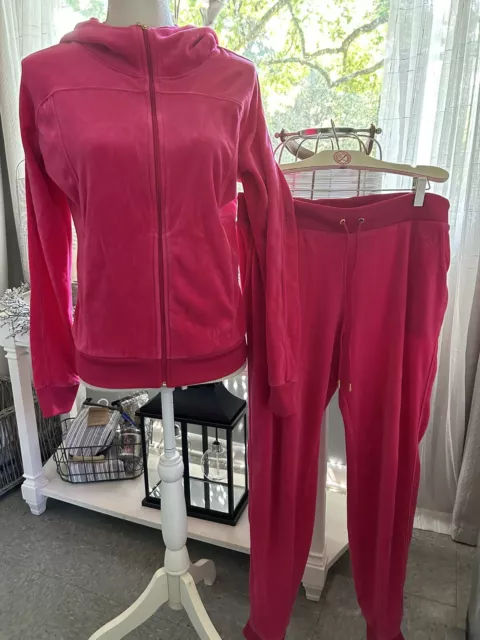 Juicy Couture TrackSuit Set Hot Pink Large Jacket Pants Matching