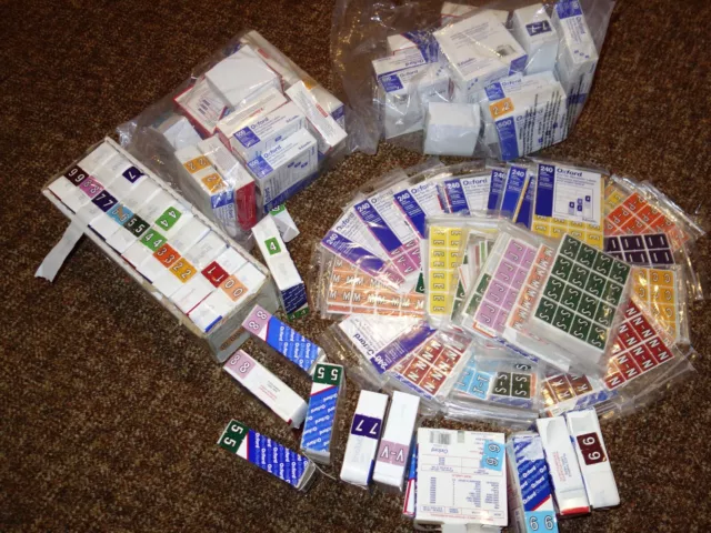 Alphabetic Color Code End Tab Labels Sheets and 500 labels Rolls HUGE LOT OXFORD