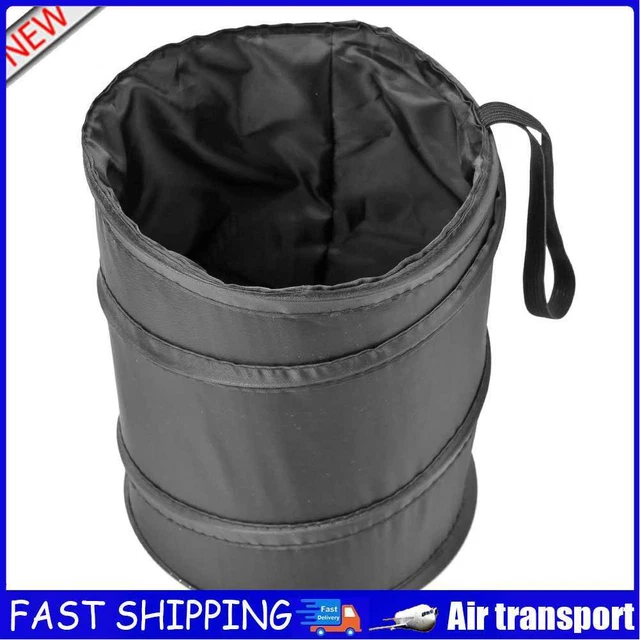 Household Garbage Bin Storage Bucket Oxford Cloth Folding Car Trash Can Black