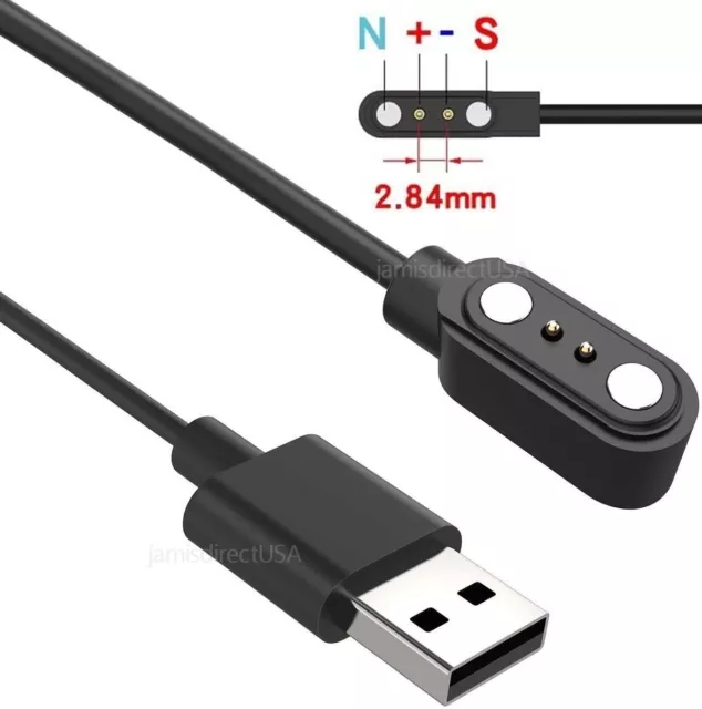 2-Pin Universal USB Data Charging Cable Magnetic Charger For Smart Watch 2.84mm