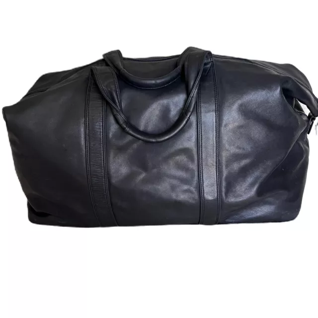 TUMI Alpha Black Napa Leather Satchel Duffel Bag Carry On Luggage 965D3