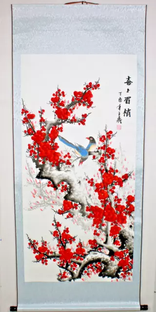 Rollbild "Pflaumenblüte" chinesische Bildrolle Hängerolle, großes Rollbild China