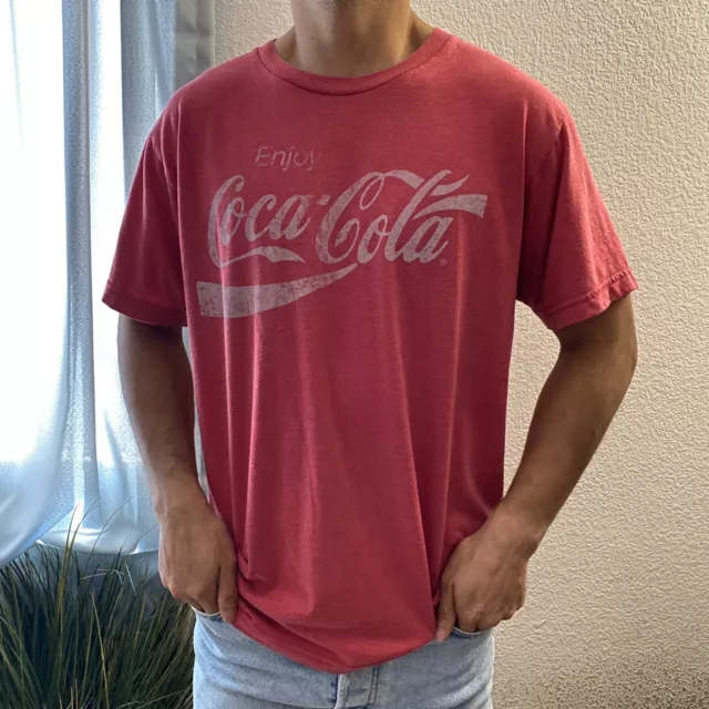 Coca Cola Mens Enjoy Coca-Cola Distressed Classic Logo Tee Shirt