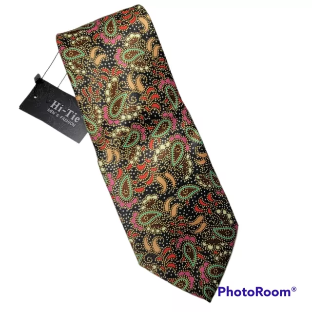 Hi-Tie Mens Fashion Necktie 100% Seide Silk Geometric Paisley Confetti Work NEW