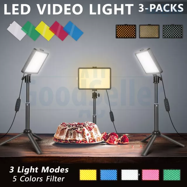 3 Packs LED Video Panle Light 5 Color Filters for Selfie Makeup Live Streaming