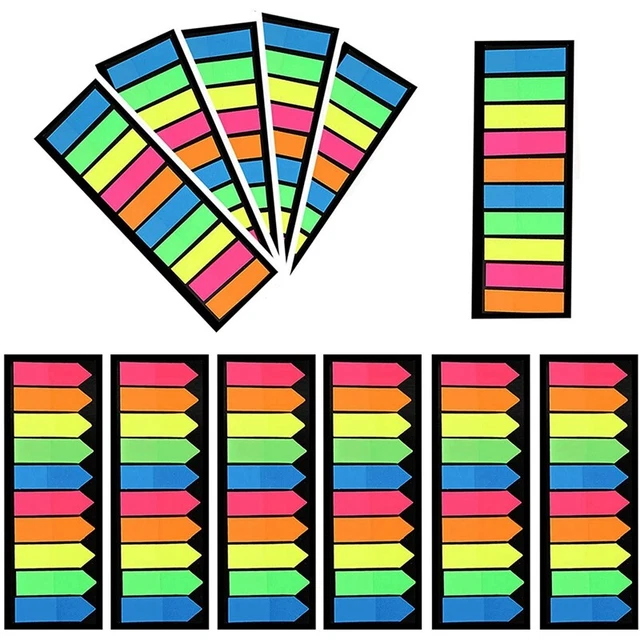 12 Sets Neon Page Markers Sticky Index Tabs, Colored Index Tab Flags,8528