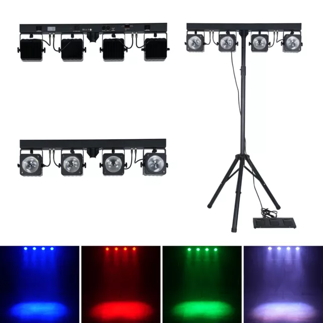 Bühnenbeleuchtung set mit Stativ 4x 30W COB LED PAR DJ Lichteffekt Partylicht 2