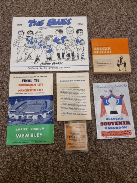 Birmingham City Fc 1956 Fa Cup Final Bundle - Program, Ticket, Film Real, Etc