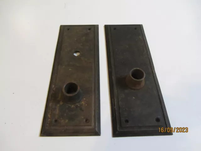 2 Antique Metal Door Knob Backplates Style S4605 Nos. 567 & 155-1/2