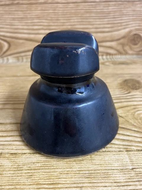Antique Porcelain Electrical Insulator, High Voltage, Deep Brown/Black 4