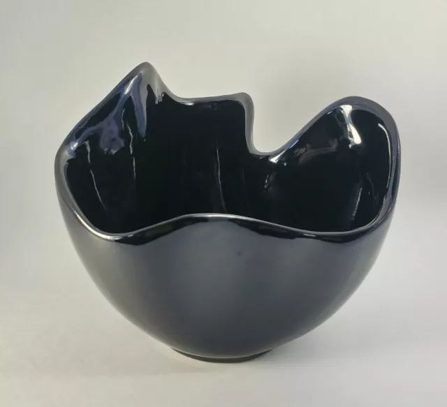 Vtg Frankoma Pottery Black Freedom Drapery Vase F29 HTF