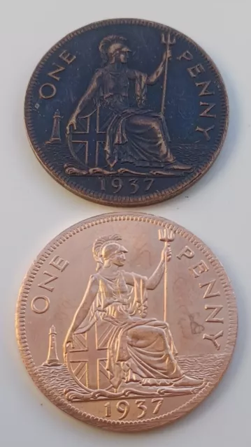 1937 Edward VIII  Penny Set, 100% Copper, Original Size.