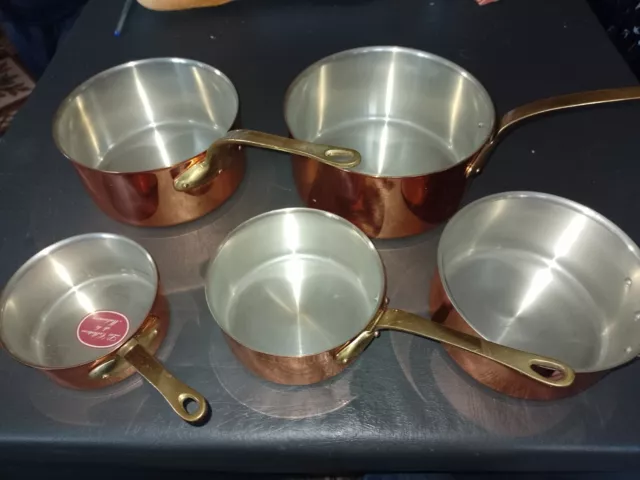 Vintage Set of 5 copper pans French Malmaison France never used Vintage Set of 5 copper pans French Malmaison France never used