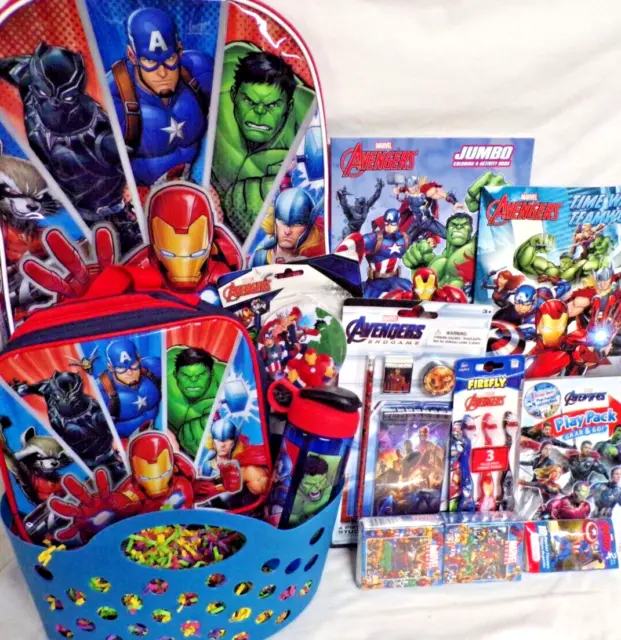 New Avengers Toy Gift Basket Easter Toys Birthday Play Set Back Pack Lunch Box