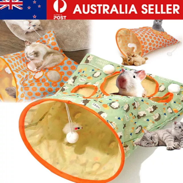 Cat Tunnel Bag Pet Kitten Tunnel Foldable Small Animal Cat Play Interactive Toys