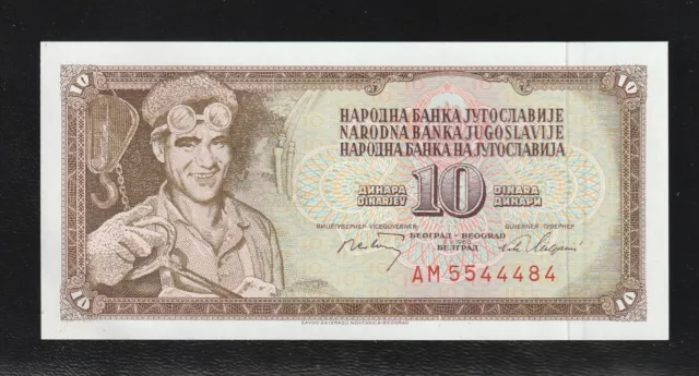 Yugoslavia 10 Dinara 1968 P 82 Uncirculated Banknote