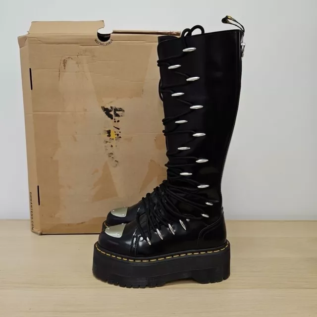 Dr. Martens 1B60 LTT Max kniehoch schwarzes Leder klobig Doppelsohlenstiefel UK 4