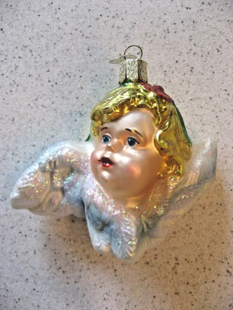 Vintage Retired Old World Christmas Angel Glass Christmas Ornament - 3.5"T x 4"W