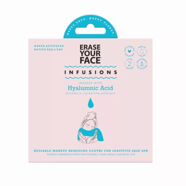 Erase Your Face Hyaluronic Acid Infused Reusable Makeup Removing Face Cloths