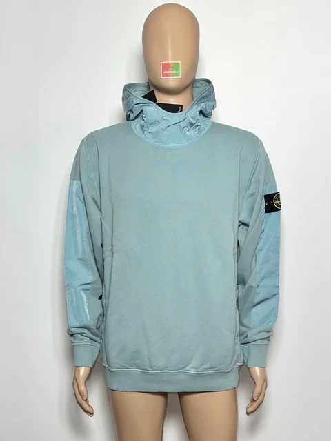 STONE ISLAND FELPA Nylon Hooded Sweatshirt XL 781563854 Sky Blue