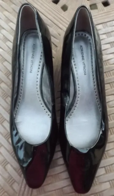 NEW Ladies ADRIENNE VITTADINI 9 1/2M 9.5 Black Patent Leather Heel Dress Shoes 