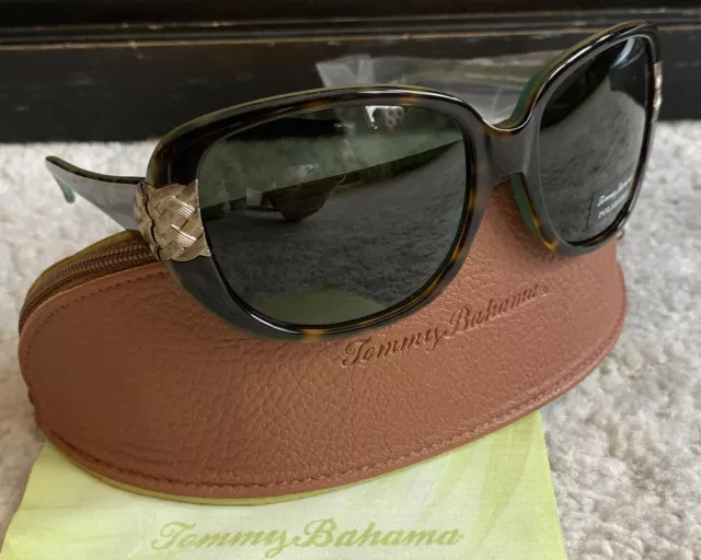 New Tommy Bahama Cabana Split Polarized Green Tortoise Women Sunglasses SRP $129