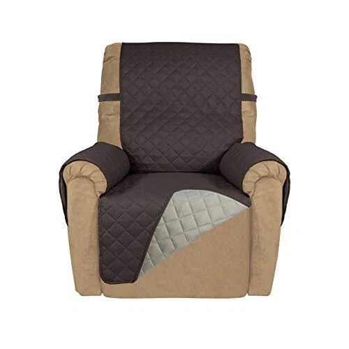 PureFit Reversible Quilted Recliner Sofa Cover, Water Small Chocolate/Beige