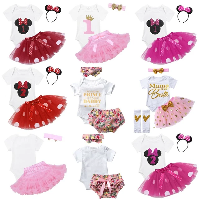 Toddler Baby Girls 1st Birthday Party Dress Summer Outfit Tutu Skirt Mesh Romper