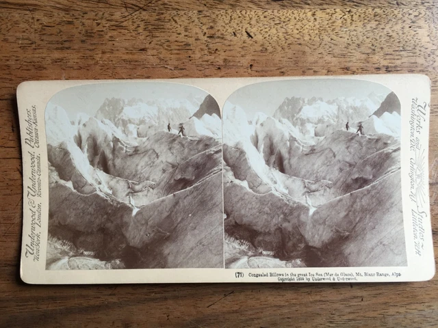 Carte Stéréo Vintage France - Traversée De La Mer De Glace à Chamonix - Circa 1900