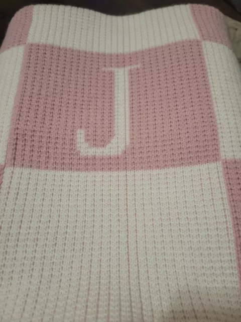 Butterscotch Blankees Pink Color Block Initial Stroller Blanket Letter "J"