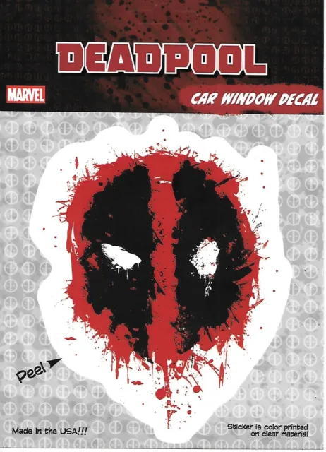 Marvel Comics Deadpool Splatter Face Logo Peel Off Car Window Sticker Decal NEW