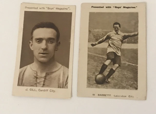 Boys Magazine Football Cards W Barrett Leicester City J Gill Cardiff City x 2