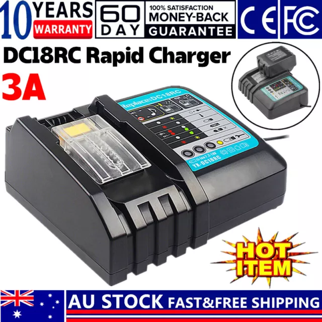 DC18RC Rapid Charger for Makita LXT BL1830 BL1840 BL1860 Lithium-Ion Battery AU