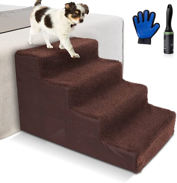 Pasos para perro Myiosus para sofá cama, escalera antideslizante para mascotas con cubierta de felpa lavable 4