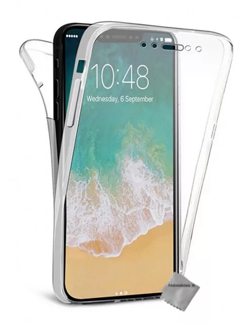 Housse etui coque gel 360 integrale Apple iPhone XS + verre trempe - TRANSPARENT