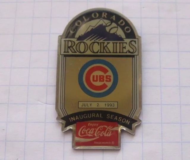 COCA-COLA / MLB COLORADO ROCKIES / CHICAGO CUBS   ... Baseball Pin (135k)