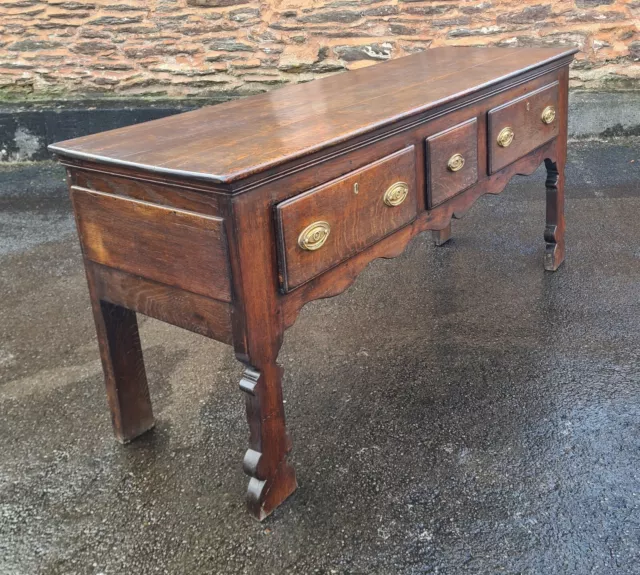 Georgian Oak Three Drawer Dresser Base.